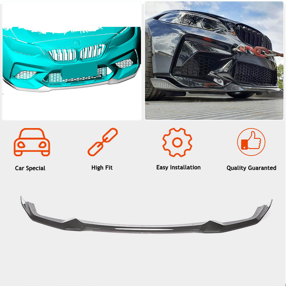 Front Bumper Lip V3 for F87 M2 Competition, Carbon for BMW 2 Series F22/F23 2014-2021 - image 3