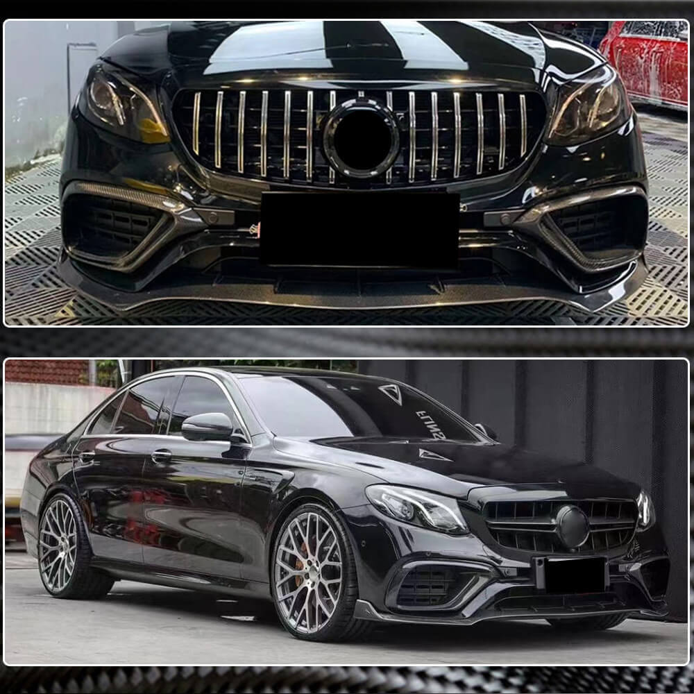 Front Bumper Lip V1 for E63 AMG 2016-2019 Carbon for Mercedes E-сlass W213 2016-2023 - image 3