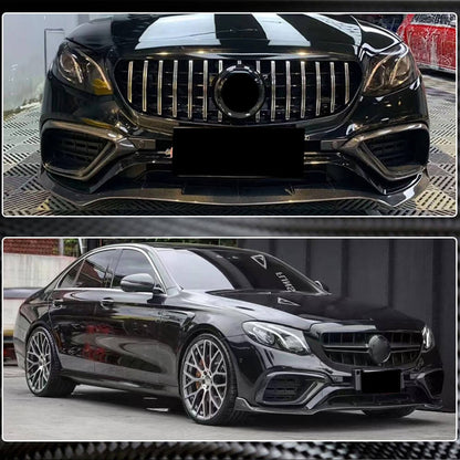 Front Bumper Lip V1 for E63 AMG 2016-2019 Carbon for Mercedes E-сlass W213 2016-2023 - image 3