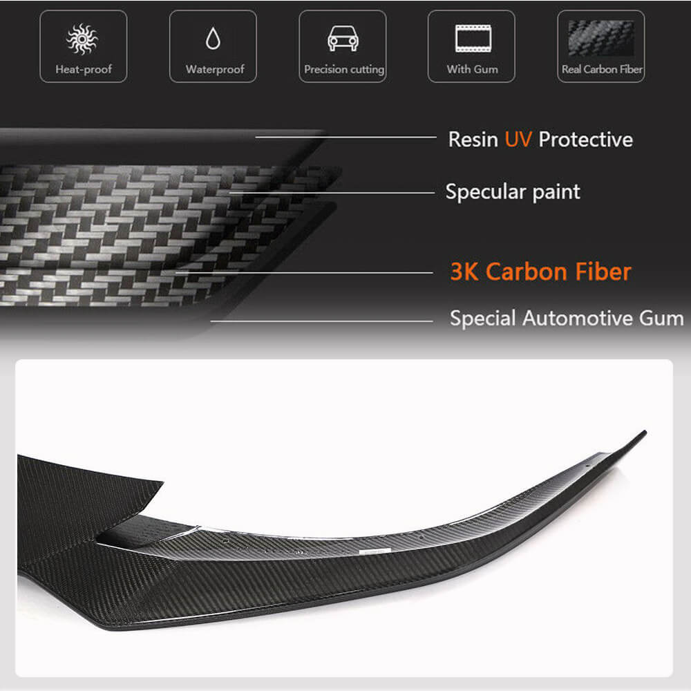Front Bumper Lip V1 (2021+, Carbon) for Tesla Model S 2012– - image 3