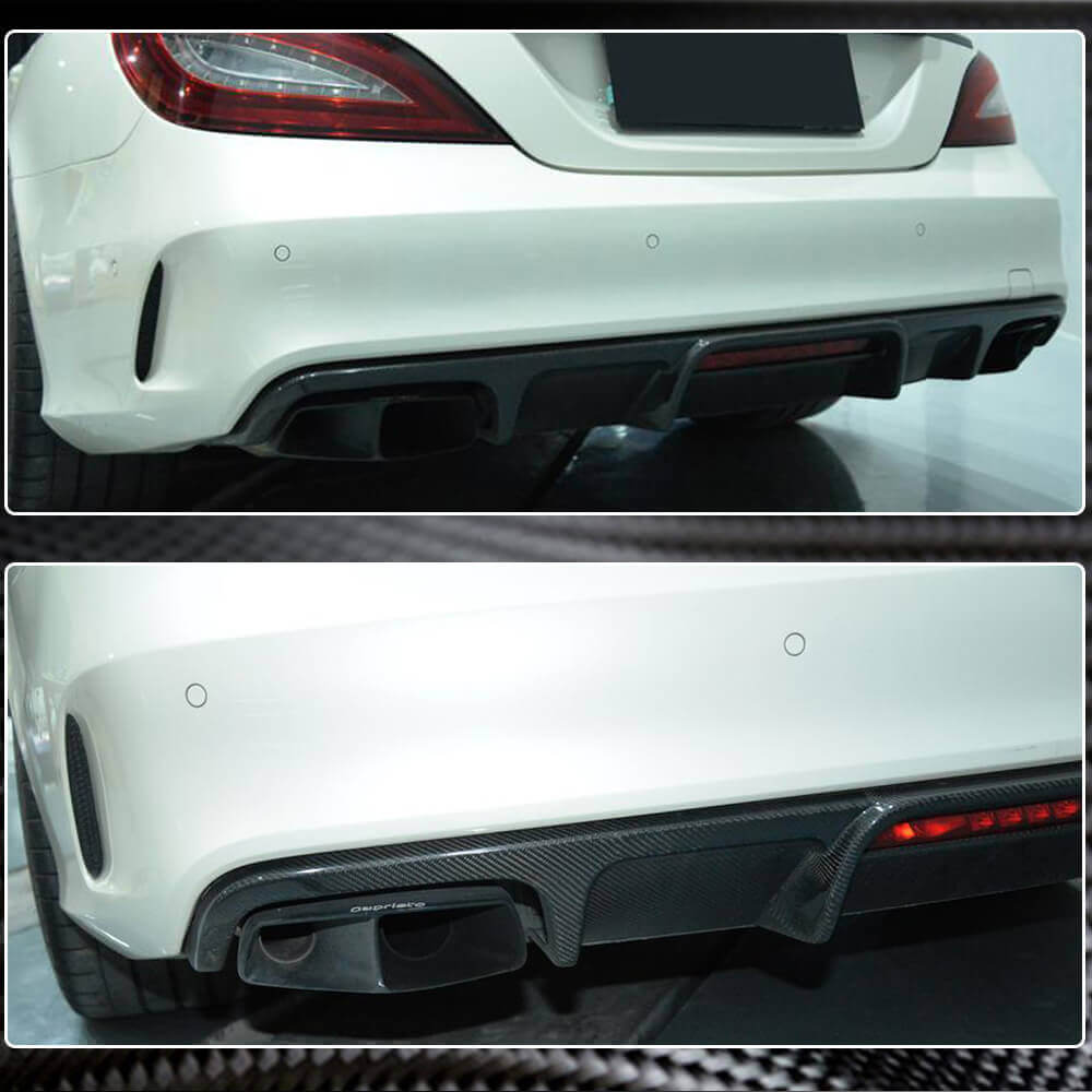 Rear bumper diffuser (for Base/CLS63 AMG 2015-2018, Carbon) for Mercedes CLS C218 2011-2018 - image 3