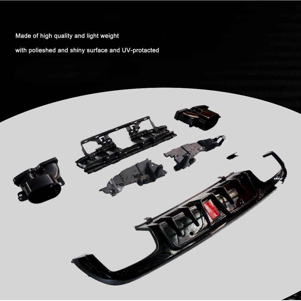 Rear bumper diffuser with nozzles (for SD C43 AMG 2015-2021, Carbon) for Mercedes C-class W205 2014-2021 - image 3