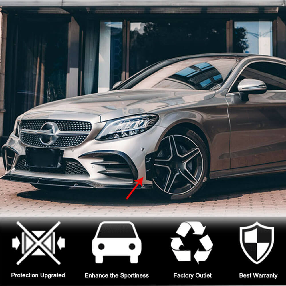 Covers on the front bumper V2 (for C43 AMG 2019-2021, Carbon) for Mercedes C-class W205 2014-2021 - image 3