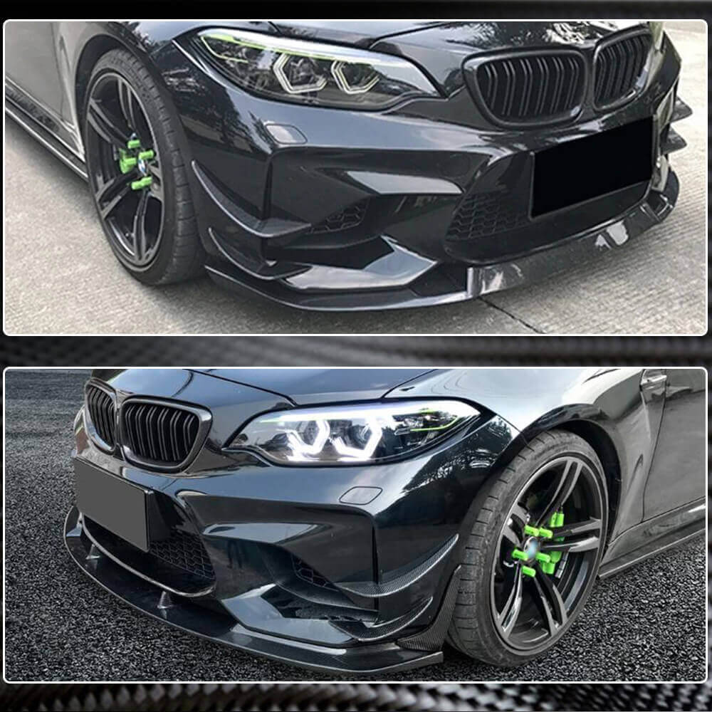Front Bumper Splitters Carbon Fiber V1 (for F87 M2 2016-2020) for BMW 2 Series F22/23 2014-2021 - image 3