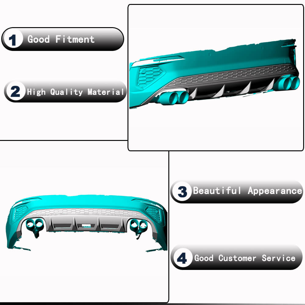 Rear Bumper Diffuser V2 (for S-Line SD 2020-2023, Carbon) for Audi A3 2020- - image 3