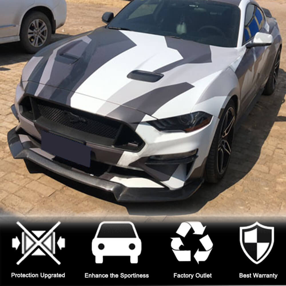 Front Bumper Lip Spoiler (2017-2020, Carbon) for Ford Mustang 2015-2023 - image 3