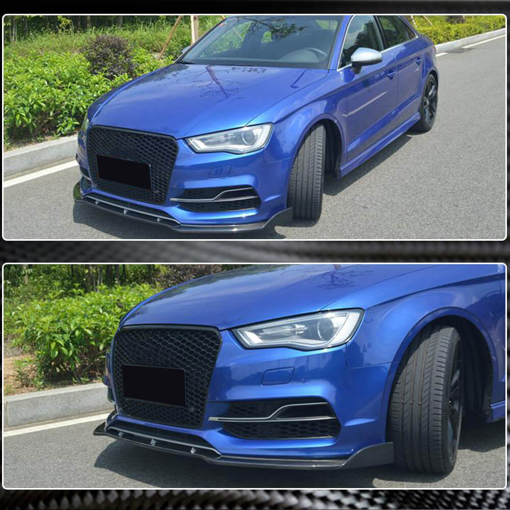 Front bumper lip spoiler Lip V3 (for S-Line Sedan 2012-2016, Carbon) for Audi A3 2012-2020 - image 3