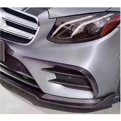 Front bumper extensions V2 (for E43 AMG 2016-2019, Carbon) for Mercedes E-сlass W213 2016-2023 - image 3