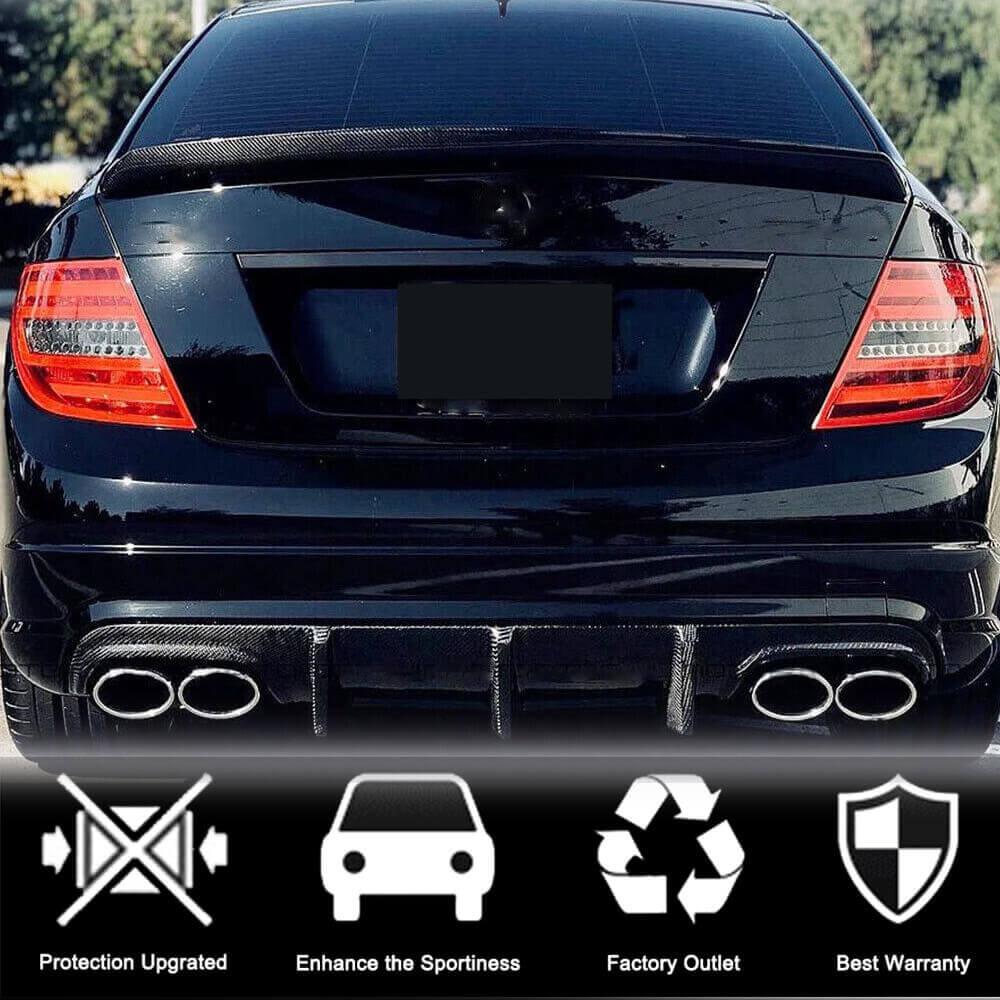 Rear Bumper Diffuser V2 (for AMG SD 2008-2011, Carbon) for Mercedes C-class W204 2007-2015 - image 3