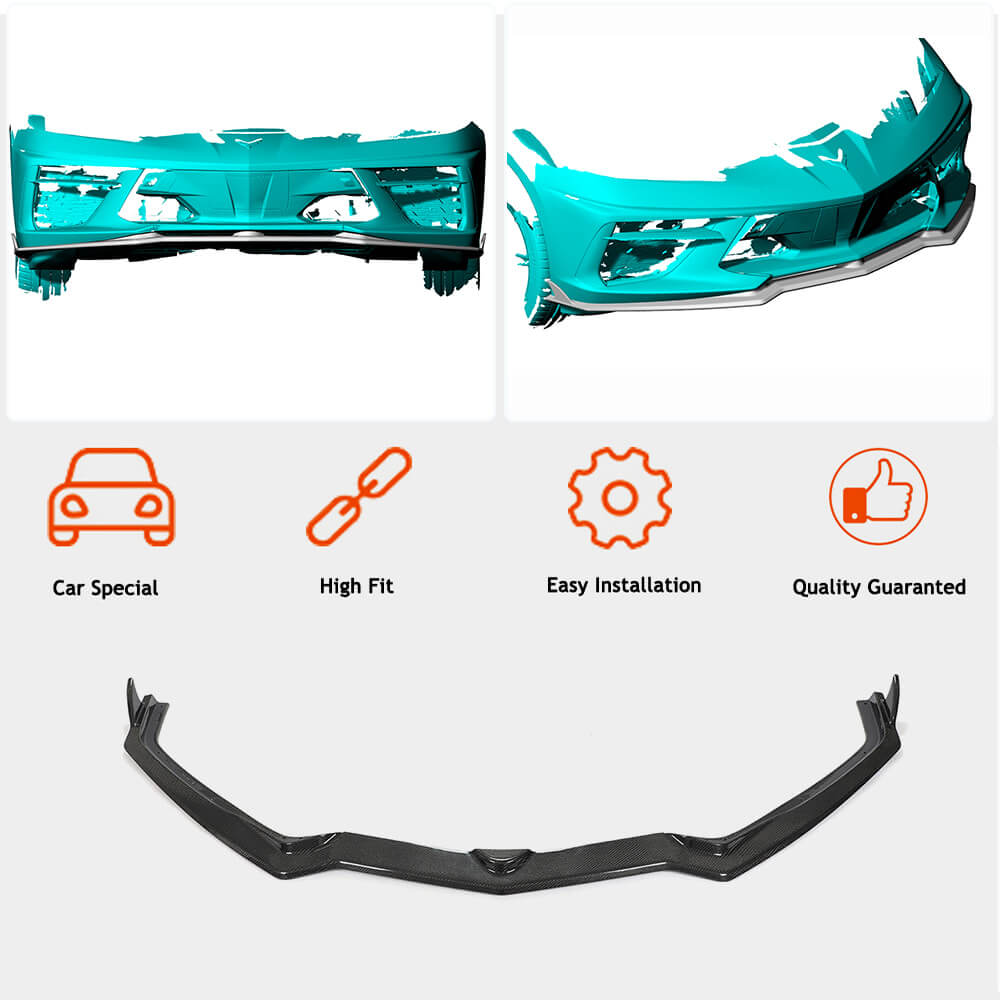 Cover on the front bumper Lip (Carbon) for Chevrolet Corvette C8 2019- - image 3