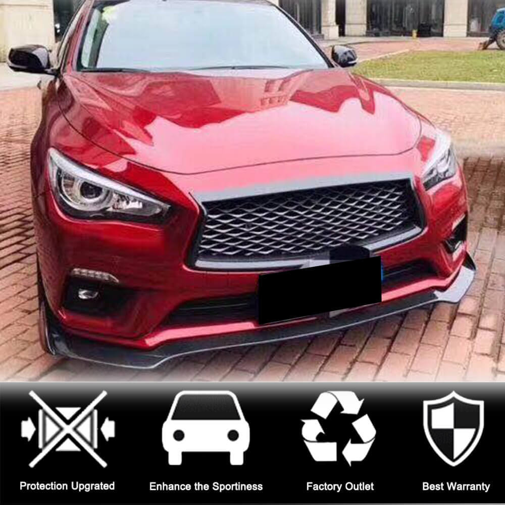 Lip V1 front bumper cover (for Q50 Base 2018-2023, Carbon) for Infiniti Q50/Q60 2013-2024 - image 3