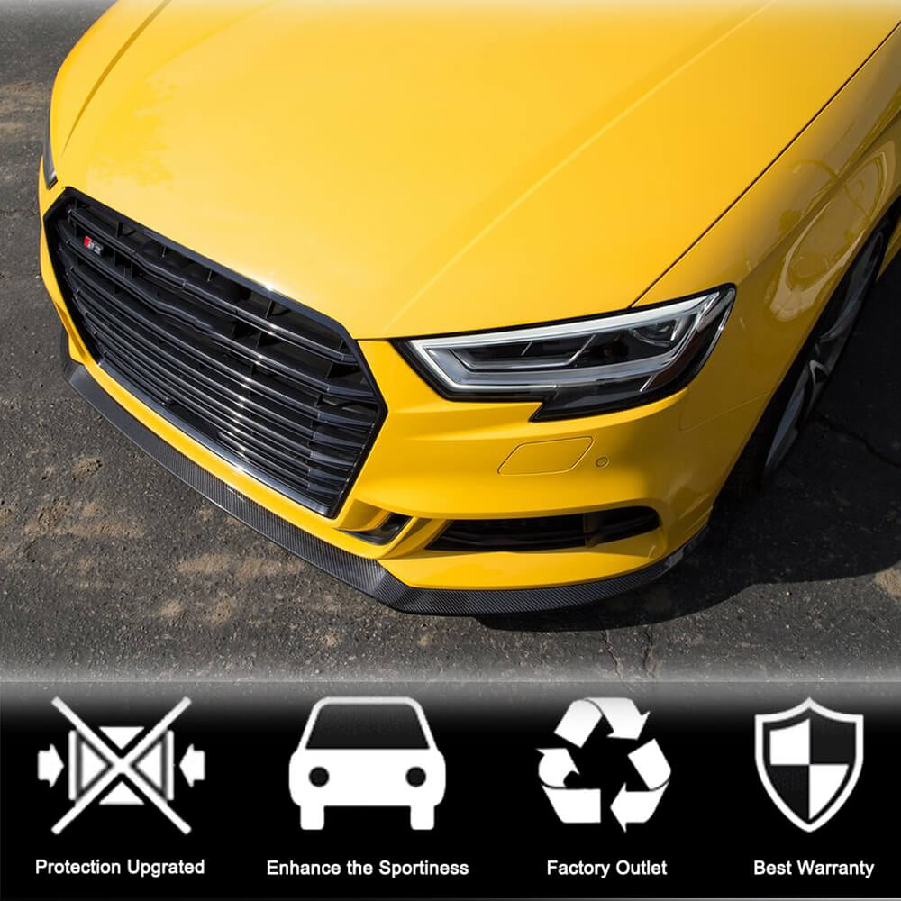 Front bumper lip spoiler Lip V5 (for S-Line Sedan 2017-2020, Carbon) for Audi A3 2012-2020 - image 3