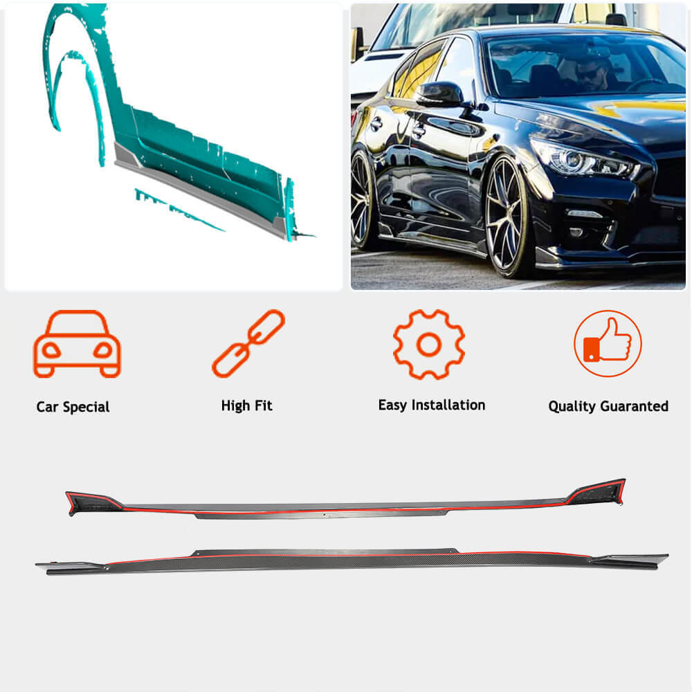 Side Skirts V1 (for Q50, Carbon) for Infiniti Q50/Q60 2013-2024 - image 3