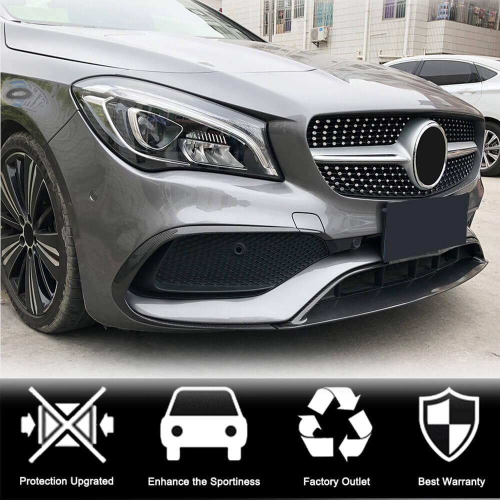Front Bumper Lip Spoiler (for AMG-Line SD 2017-2019, Carbon) for Mercedes CLA C117 2013-2019 - image 3