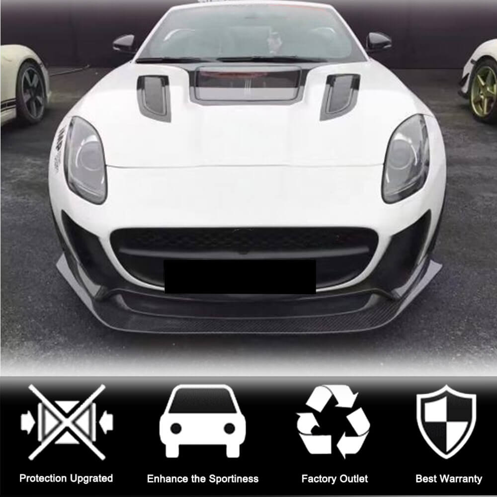 Front Bumper Lip Spoiler (for Base 2017-2019, Carbon) for Jaguar F-Type 2013-2024 - image 3