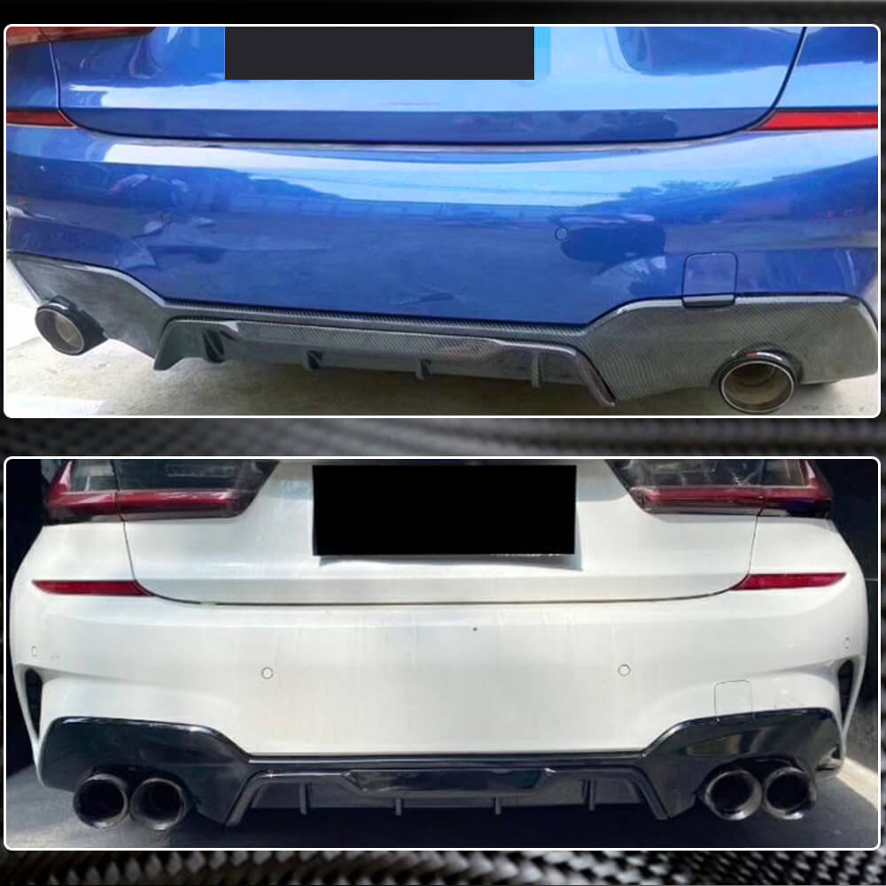 Rear Bumper Diffuser V4 for M-Sport 2018-2022, Carbon for BMW 3 Series G20/G21 2018- - image 3