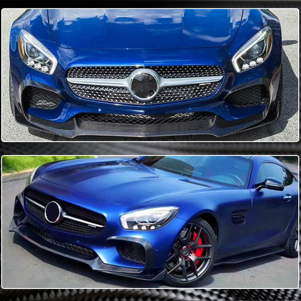 Front Bumper Lip Spoiler (for 2015-2017, Carbon) for Mercedes AMG GT C190/R190 2014-2022 - image 3
