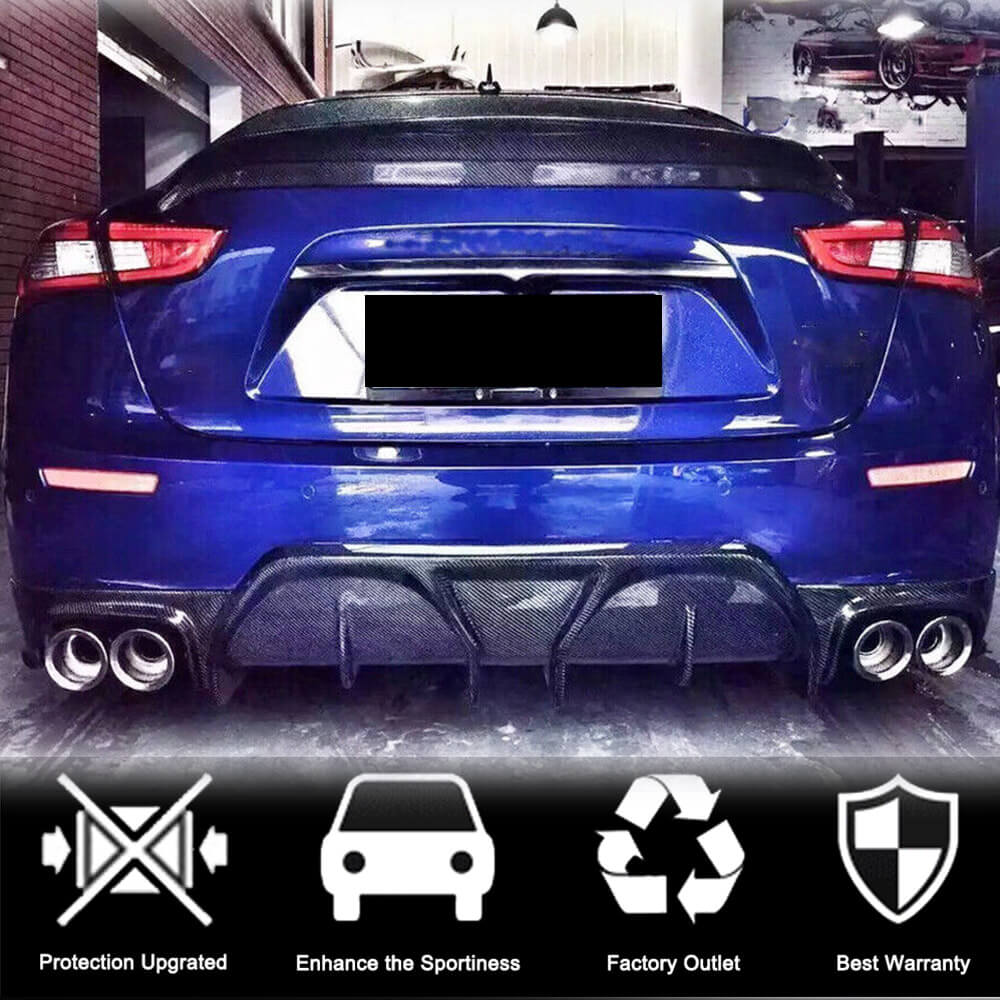 Rear bumper diffuser (for Base/S/S Q4 2014-2017, Carbon) for Maserati Ghibli 2013-2023 - image 3