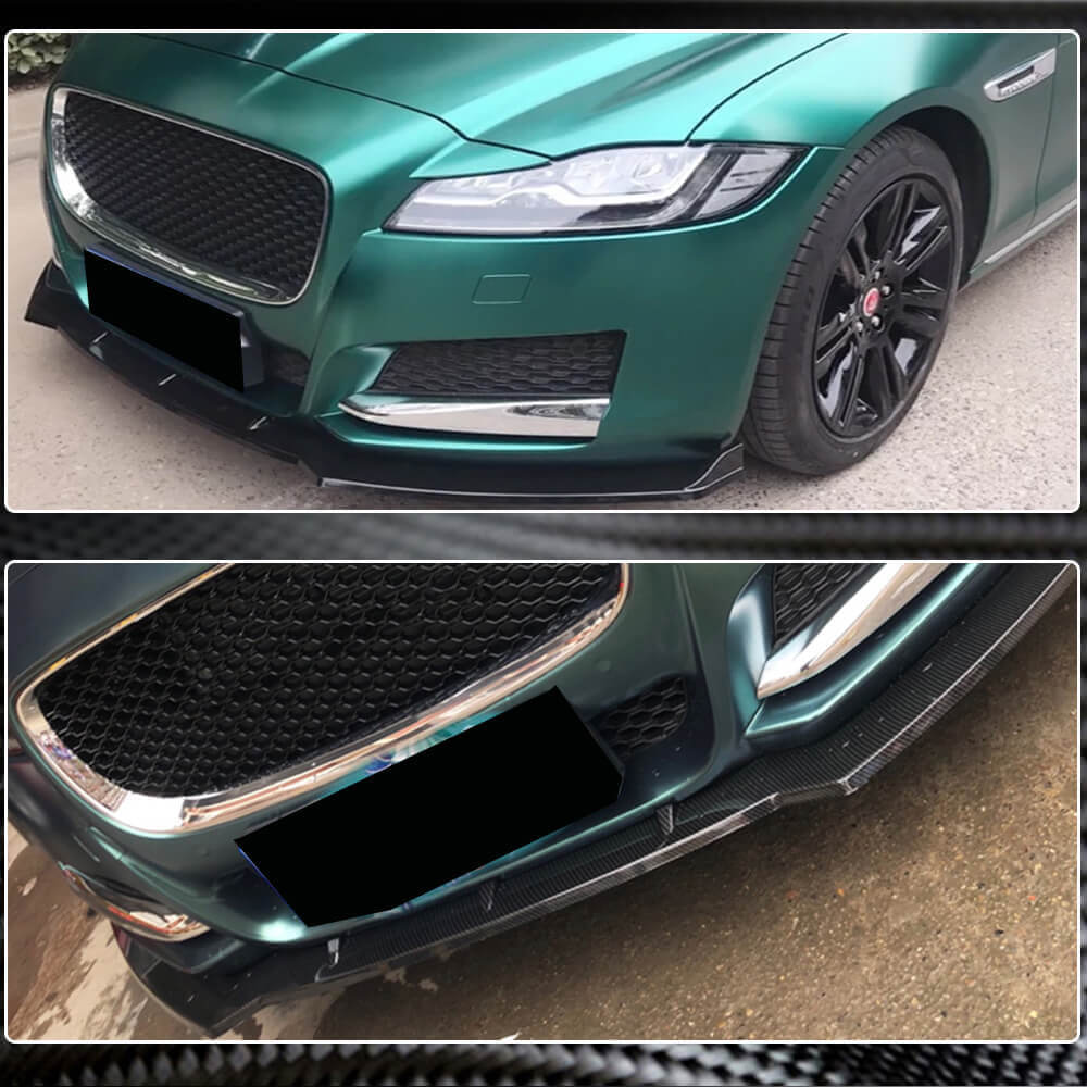 Front Bumper Lip Spoiler (2016-2020, Carbon) for Jaguar XF 2016- - image 3