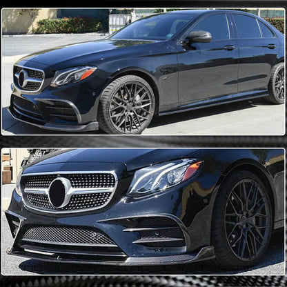 Front Bumper Lip V1 for AMG-Line / E43 AMG 2016-2019, Carbon for Mercedes E-сlass W213 2016-2023 - image 3