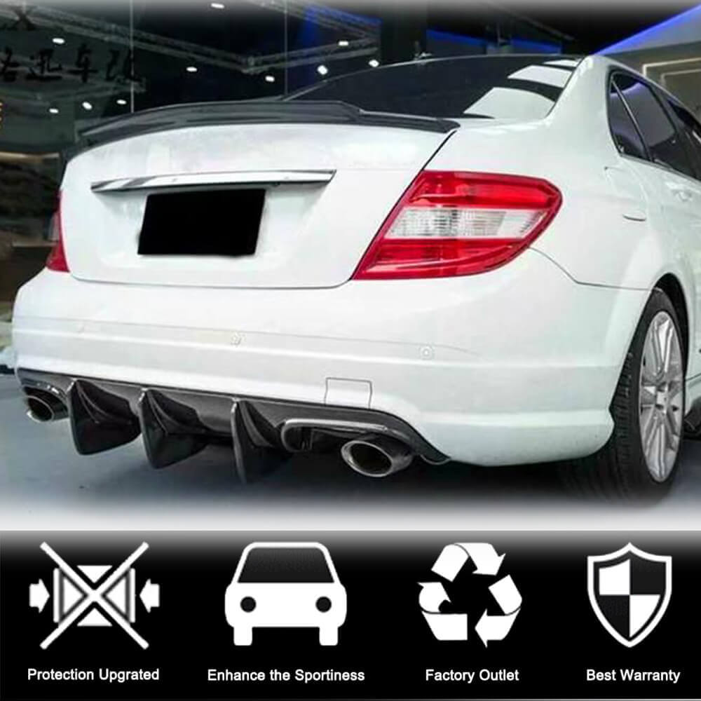 Rear Bumper Diffuser V1 for AMG SD 2008-2011, Carbon for Mercedes C-class W204 2007-2015 - image 3