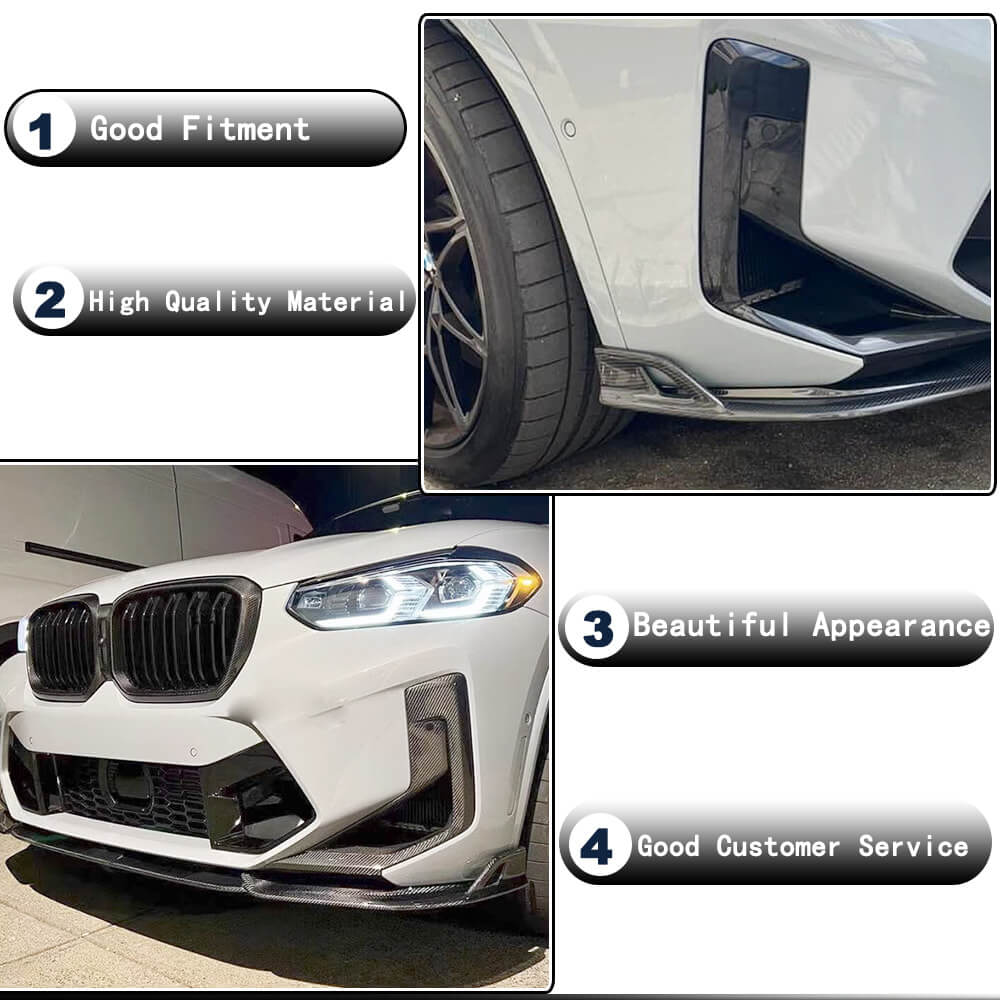 Front Bumper Lip Spoiler (for F98 2022-2025, Carbon) for BMW X4 G02 2018- - image 3
