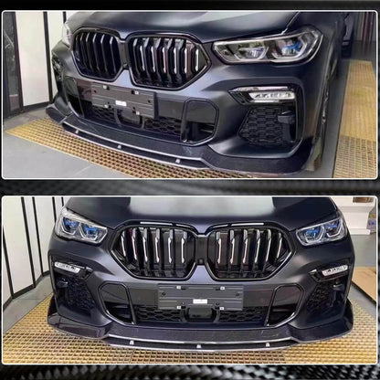 Front Bumper Lip (for M-Sport 2018-2022, Carbon) for BMW X6 G06 2019–2027 - image 3