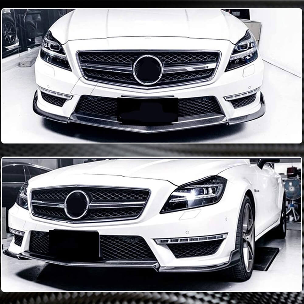 Front Bumper Lip V1 Spoiler (for CLS63 AMG SD 2011-2014, Carbon) for Mercedes CLS C218 2011-2018 - image 3