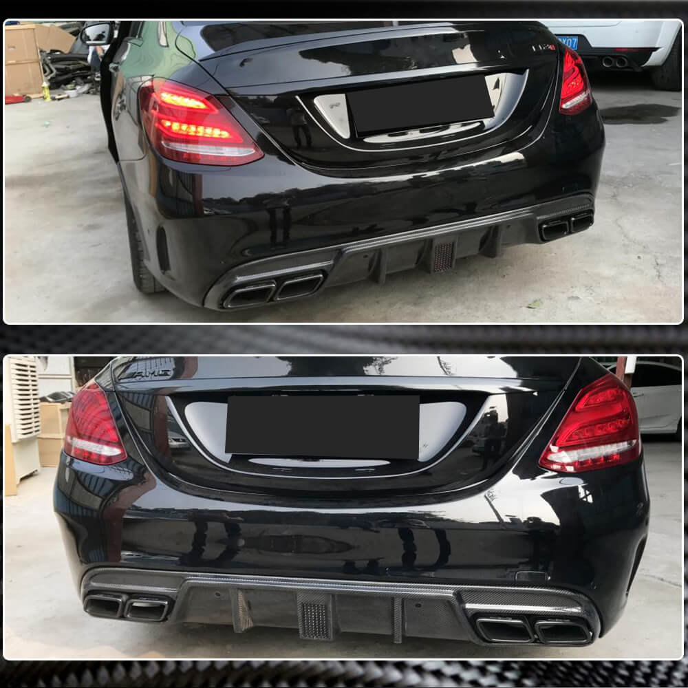 Rear bumper diffuser V3 (for SD C43/C63 AMG 2015-2019, Carbon) for Mercedes C-class W205 2014-2021 - image 3