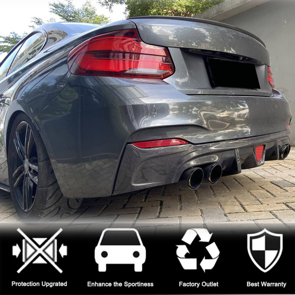 Rear Bumper Diffuser Carbon Fiber V2 (for F22/F23 M Sport) for BMW 2 Series F22/23 2014-2021 - image 3