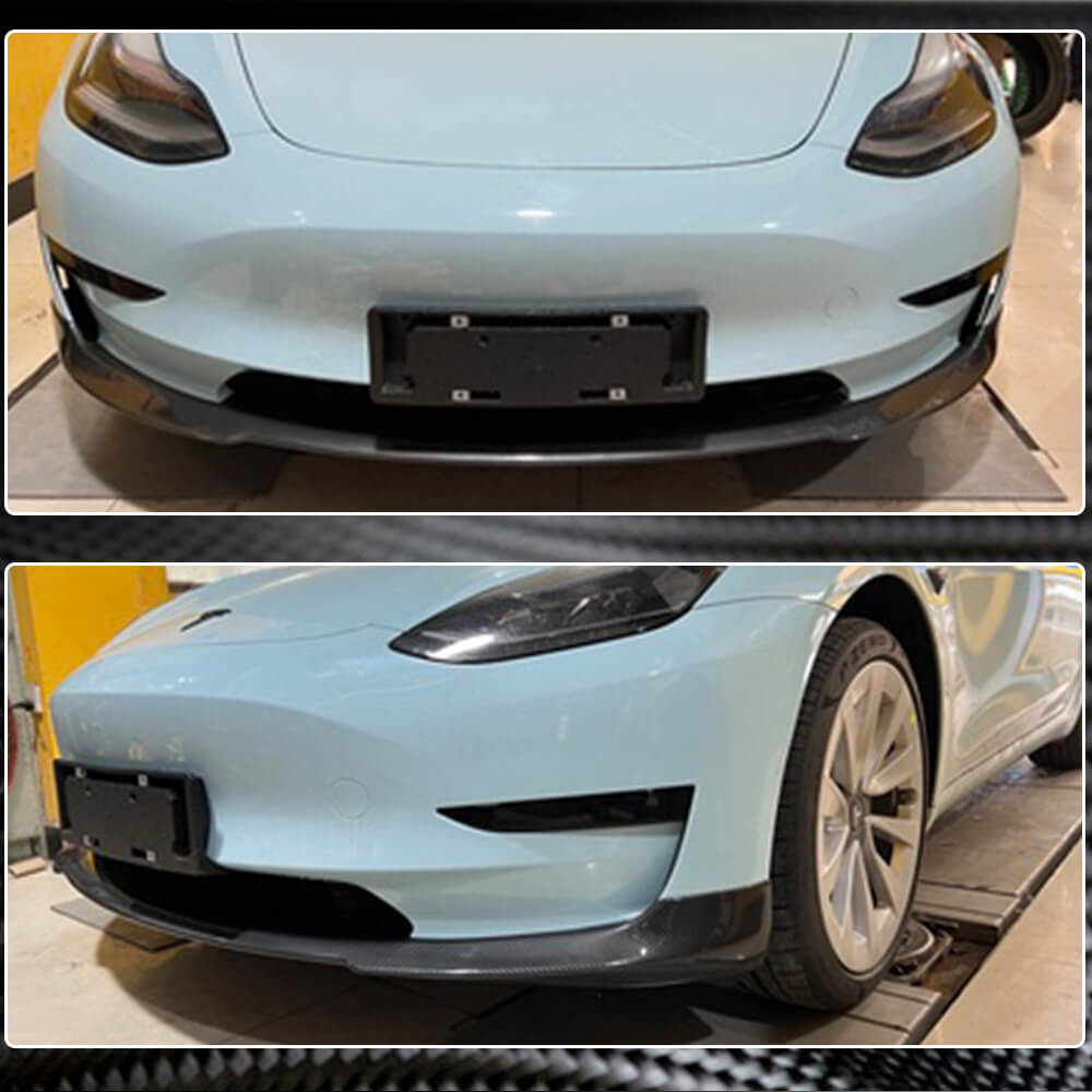 Front Bumper Lip Carbon Fiber V7 (2016-2022) for Tesla Model 3 - image 3