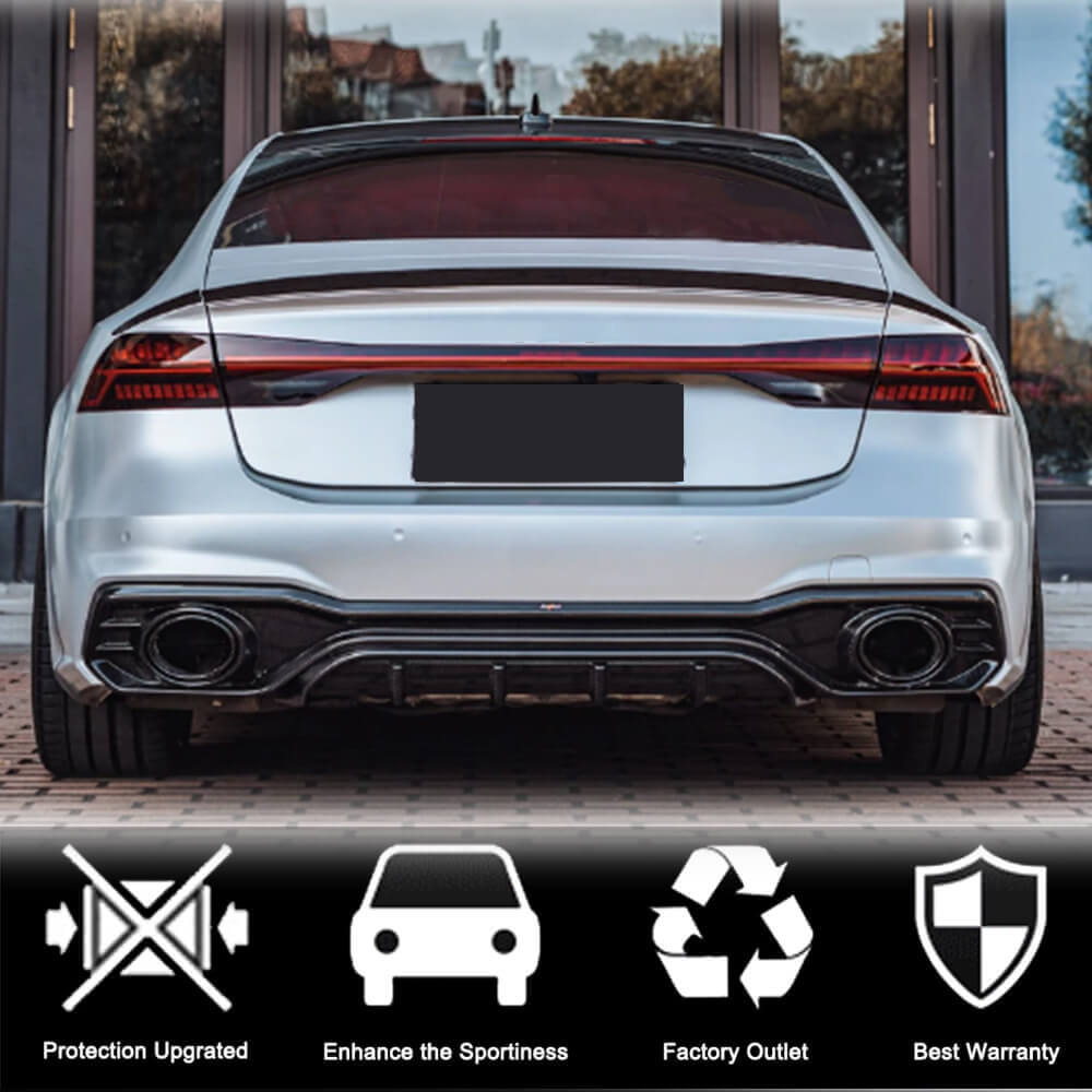 Rear bumper diffuser with exhaust tips (for S-Line 2018-2022, Dry Carbon) for Audi A7 2018- - image 3