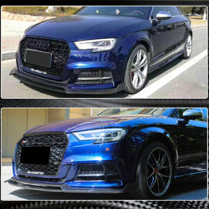 Front bumper lip Lip V4 (for S-Line Sedan 2017-2020, Carbon) for Audi A3 2012-2020 - image 3