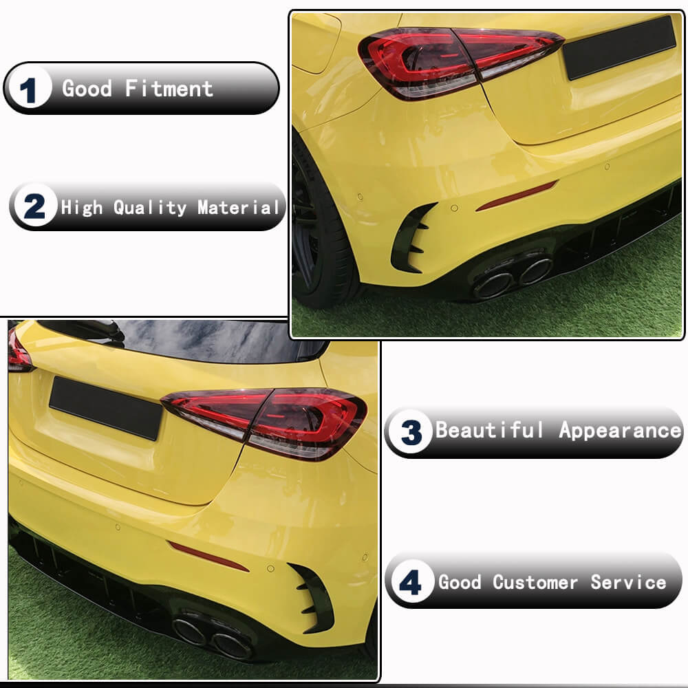 Covers on the rear bumper (for A45 AMG 2021-2023, Carbon) for Mercedes A-class W177 2018↗ - image 3