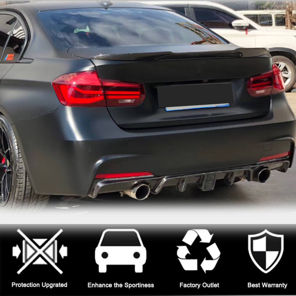 Rear Bumper Diffuser With brake light Carbon Fiber V9 (for M-Sport) for BMW 3 series F-30/31/34 2012-2019 - image 3