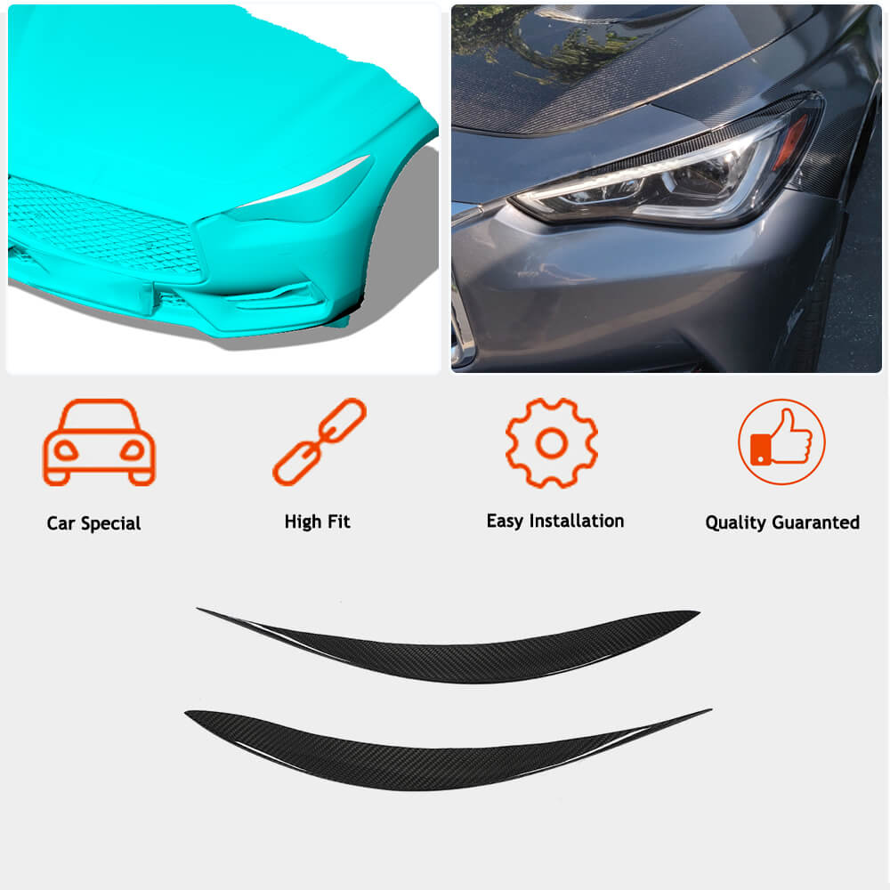 Eyelashes on headlights (for Q60 2016-2022, Carbon) for Infiniti Q50/Q60 2013-2024 - image 3