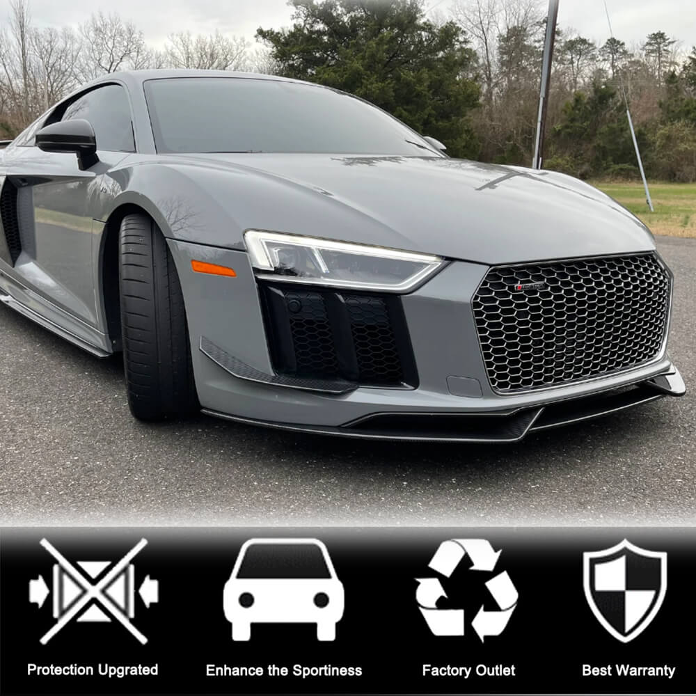 Front Bumper Lip Carbon Fiber V2 for Audi R8 2015- - image 3
