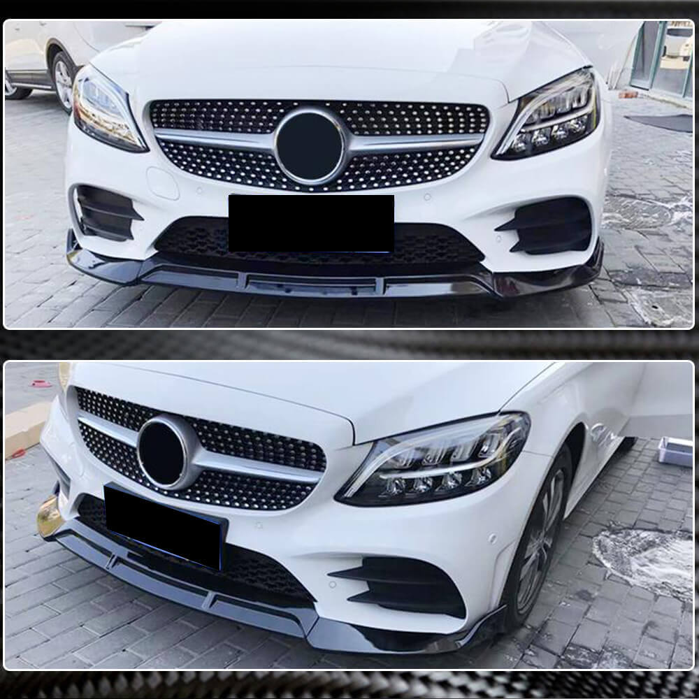 Front Bumper Lip Spoiler (for AMG-Line, Carbon) for Mercedes C-class W206 2022- - image 3