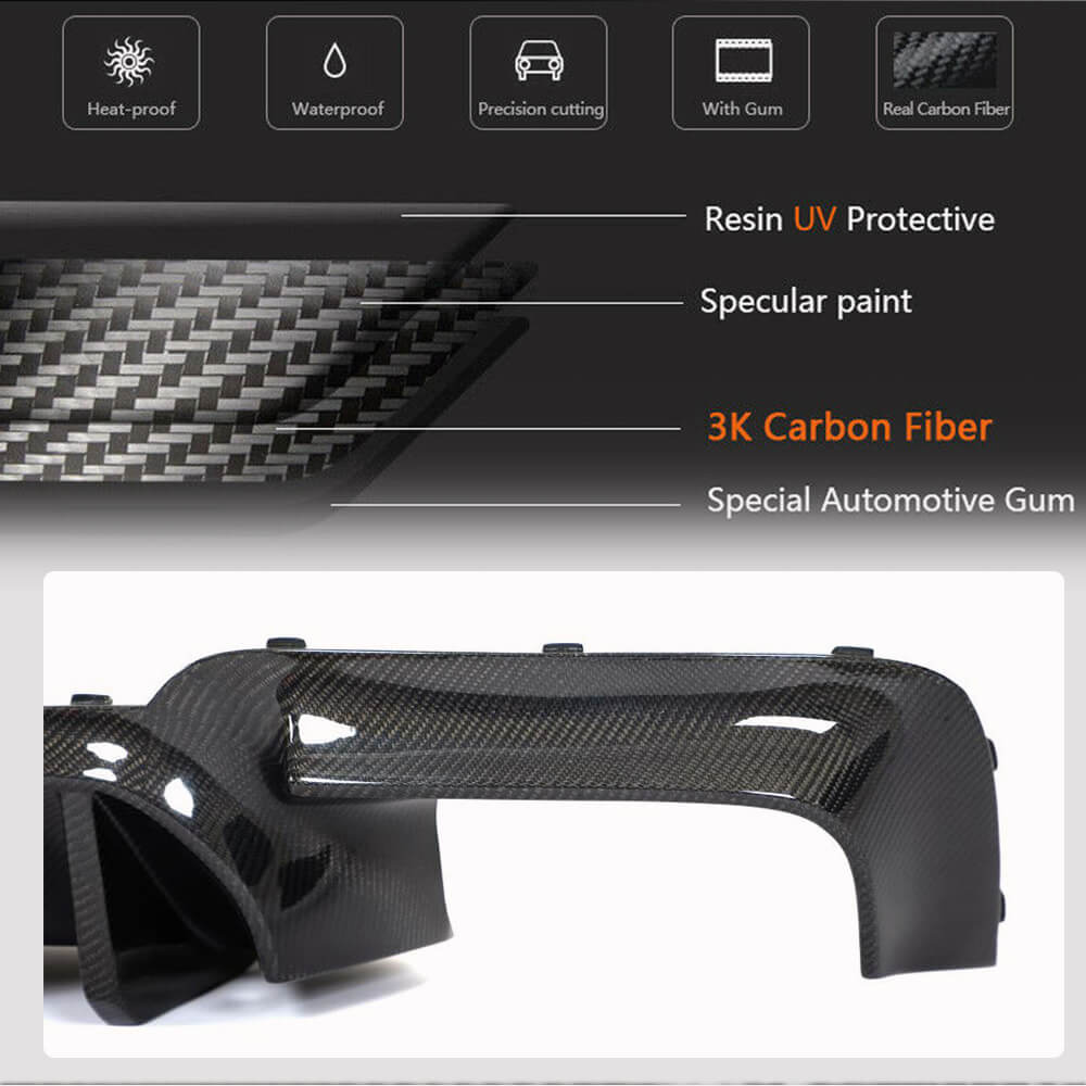 Rear Bumper Diffuser V3 for F10 M5, Carbon for BMW 5 Series F10/F11 2010–2016 - image 3