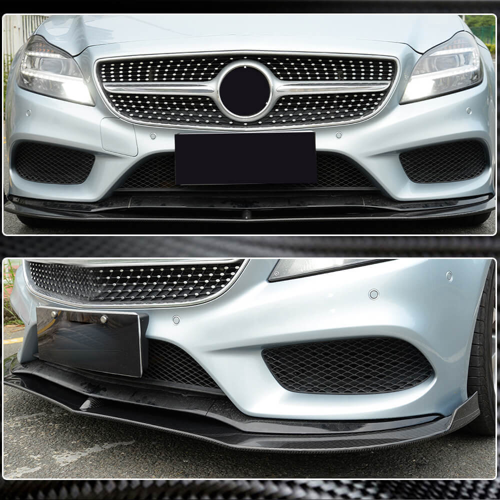 Front Bumper Lip Spoiler (for Base SD 2015-2018, Carbon) for Mercedes CLS C218 2011-2018 - image 3