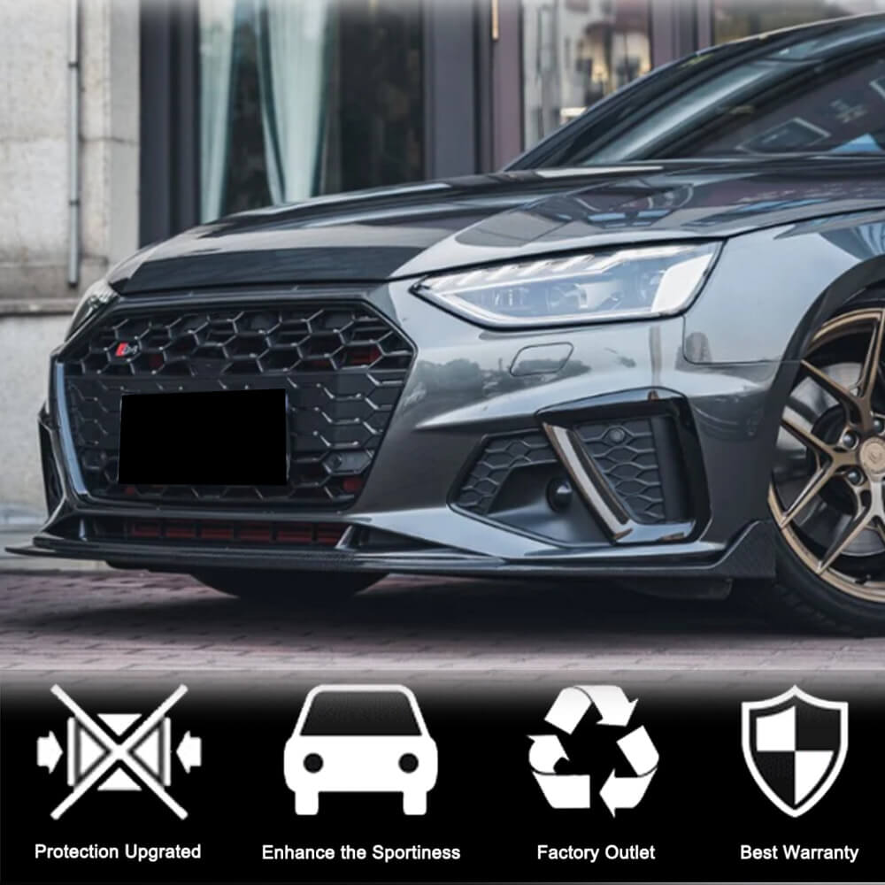 Front Bumper Lip V1 for S-Line SD 2019-2024, Carbon for Audi A4 B9 2015-2024 - image 3