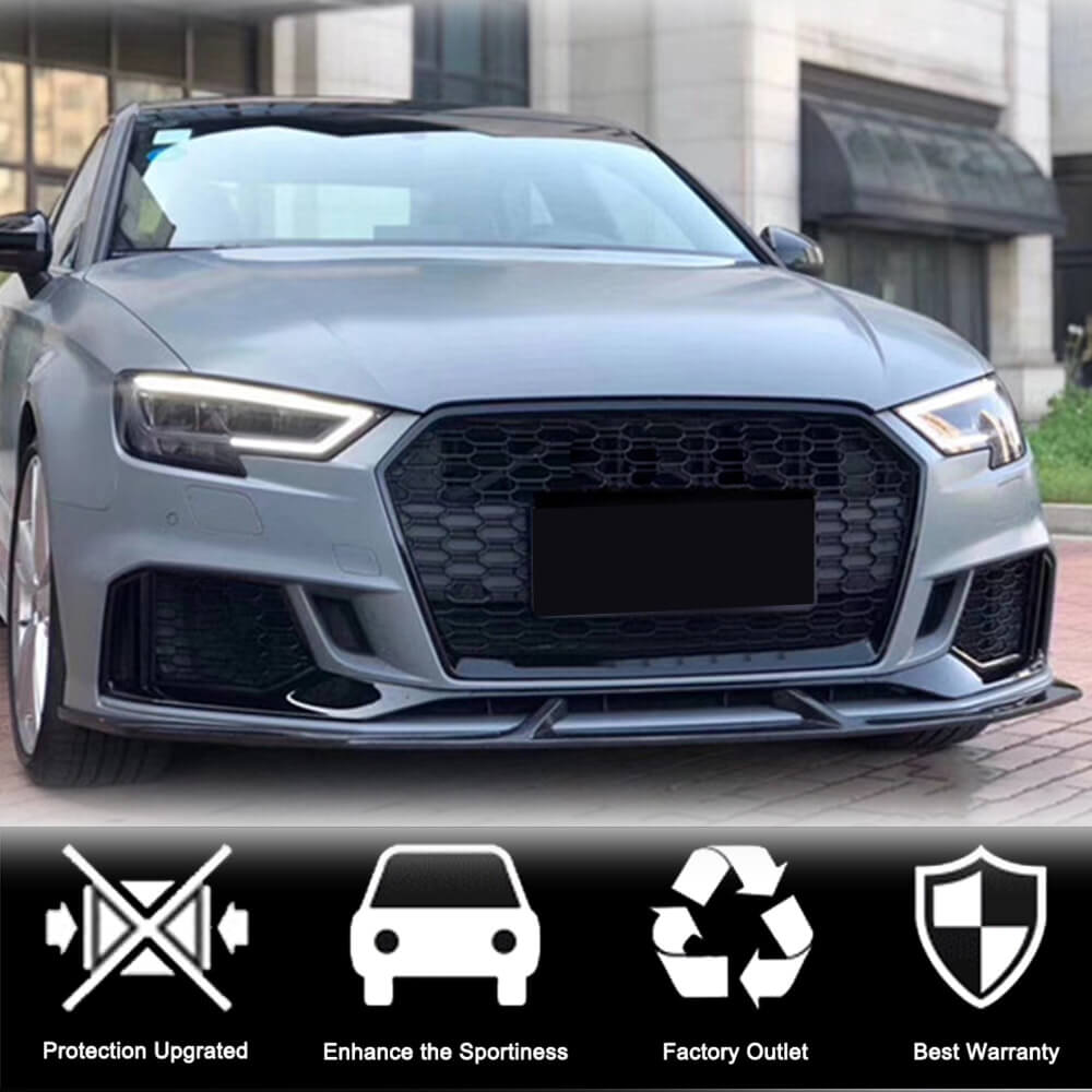 Front bumper extensions V4 (for RS3 SD 2017-2020, Carbon) for Audi A3 2012-2020 - image 4
