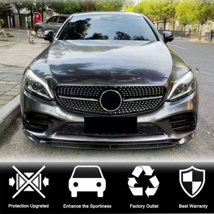 Front Bumper Lip Spoiler (2019-2021, Carbon) for Mercedes C-сlass W205 2014-2021 - image 3