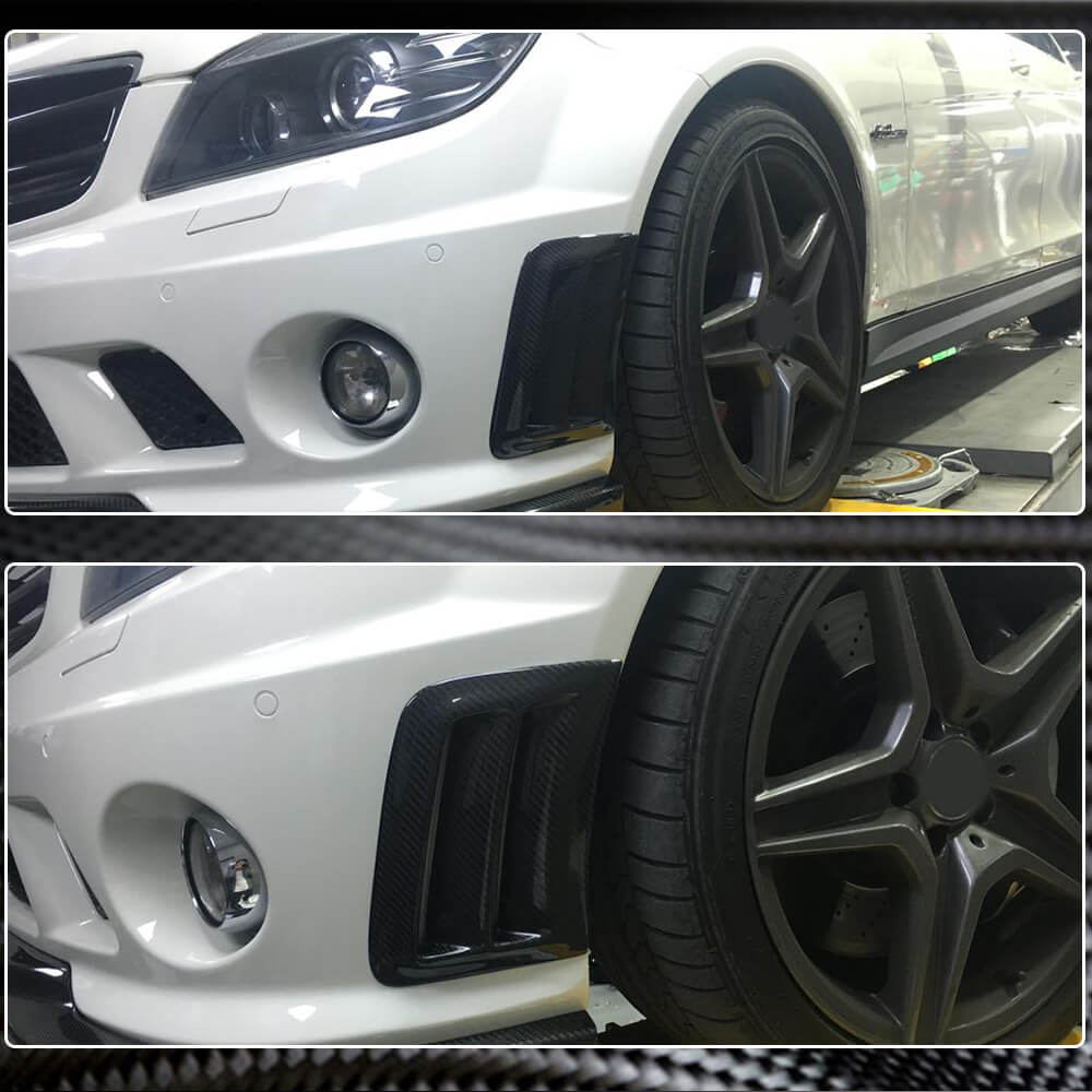 Covers on the front bumper (for C63 AMG Sedan 2008-2011, Carbon) for Mercedes C-class W204 2007-2015 - image 3