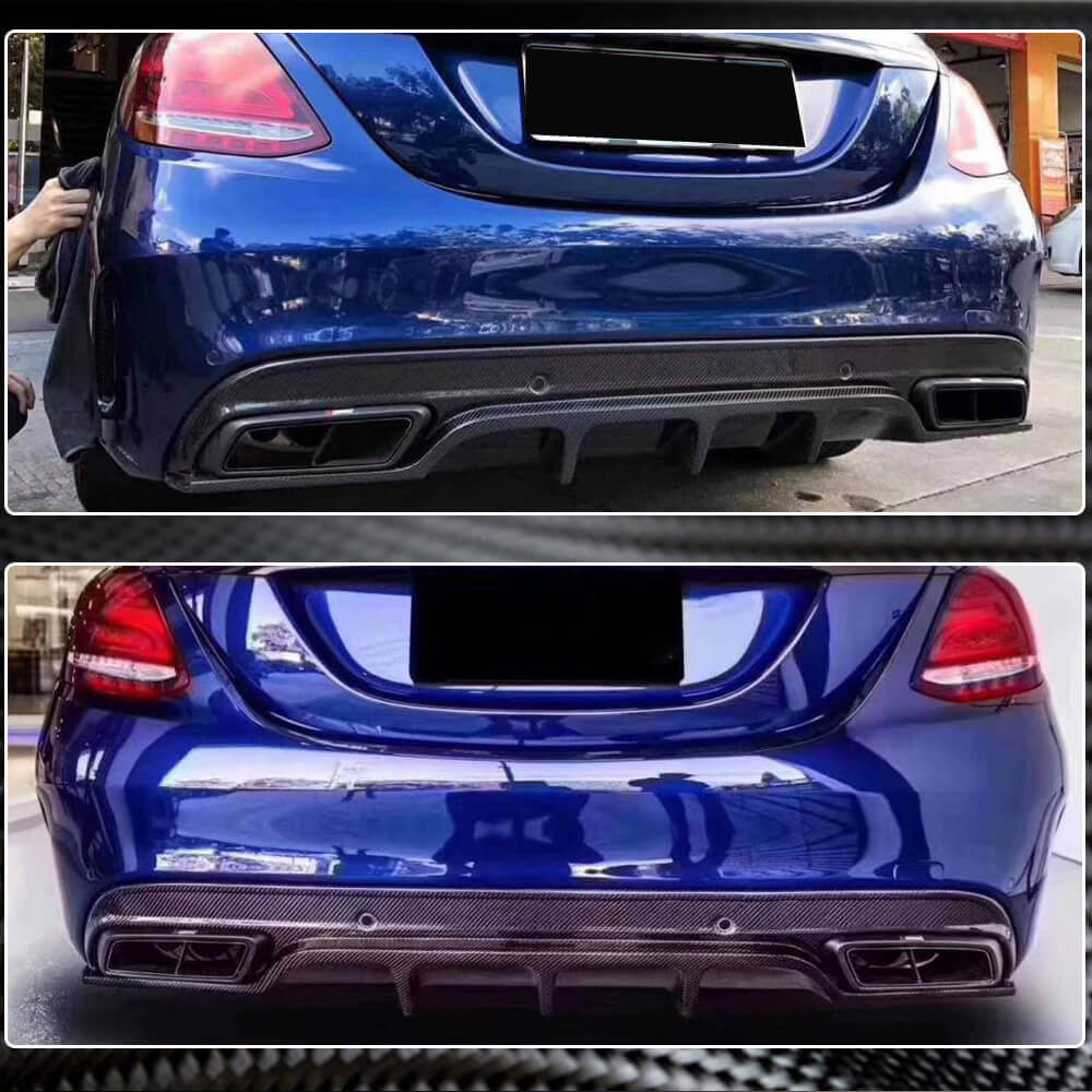 Rear bumper diffuser (for SD C43/C63 AMG 2015-2019, Carbon) for Mercedes C-class W205 2014-2021 - image 3