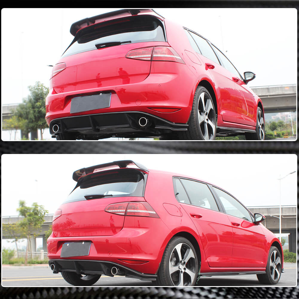 Rear Bumper Diffuser V3 (for Base/GTI HB 2012-2017, Carbon) for Volkswagen Golf 7/E-Golf 2012-2020 - image 3