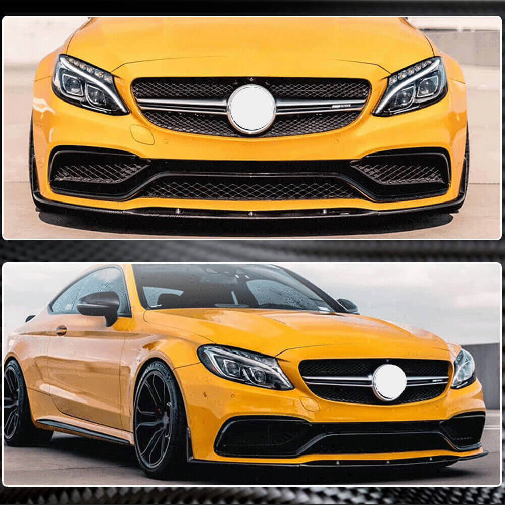 Lip V1 front bumper cover (for coupe/cabriolet C63 AMG 2015-2019, Carbon) for Mercedes C-class W205 2014-2021 - image 3