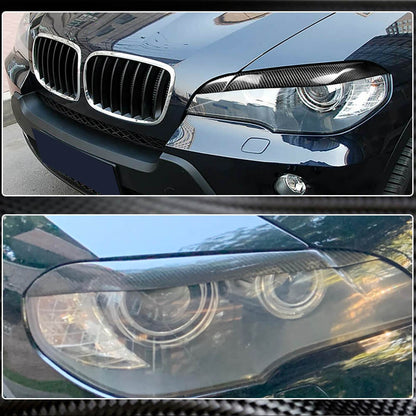 Headlight Eyebrows Lamp Eyelids Carbon Fiber for BMW X5 E-70 2007-2013 - image 3
