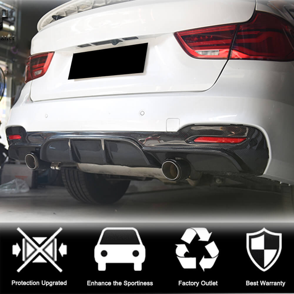 Rear Bumper Diffuser V2 for F34 M-Sport, Carbon for BMW 3 Series F-30/31/34 2012-2019 - image 3