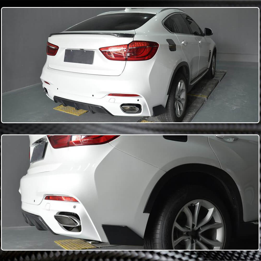 Rear Bumper Covers Flap (for M-Sport, Carbon) for BMW X6 F-16 2014-2019 - image 3